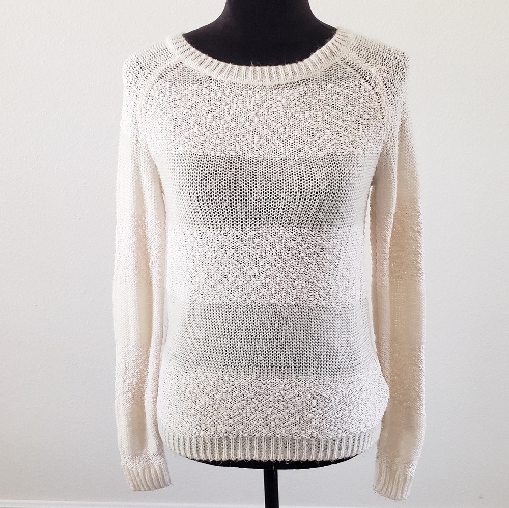 B2G1 LC Lauren Conrad Ivory Striped Knit Sweater
